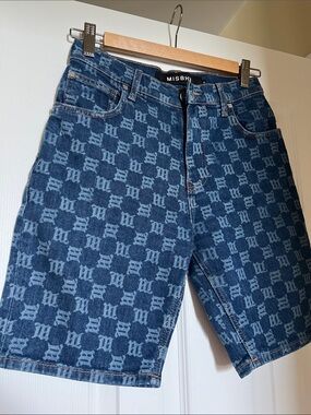 MISBHV Women's Blue Patterned Denim Jean Shorts